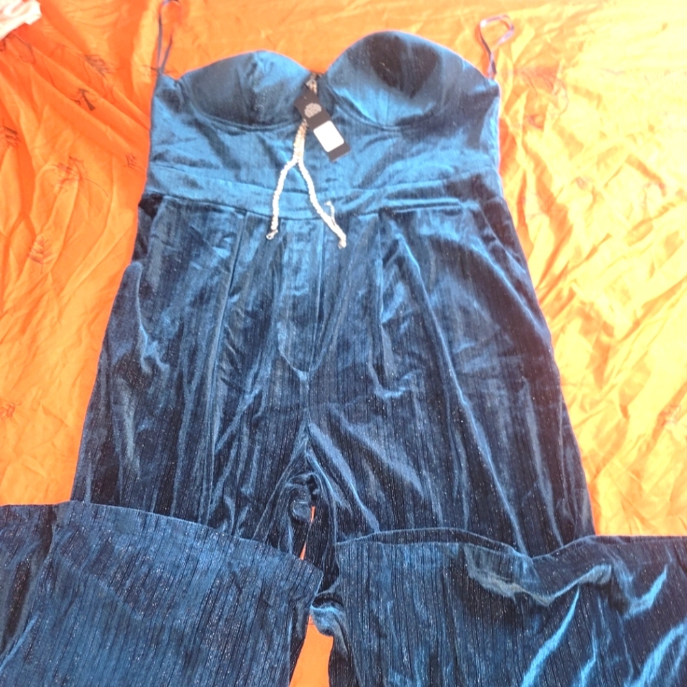 velvet jumpsuit (teal)